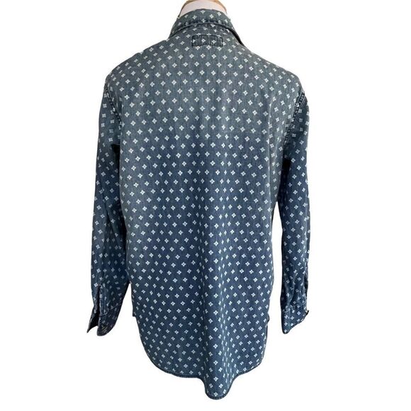 Current /Elliot Perfect Shirt Chambray Button Down W/ Epaulettes Bandana Print 2 - Picture 2 of 6